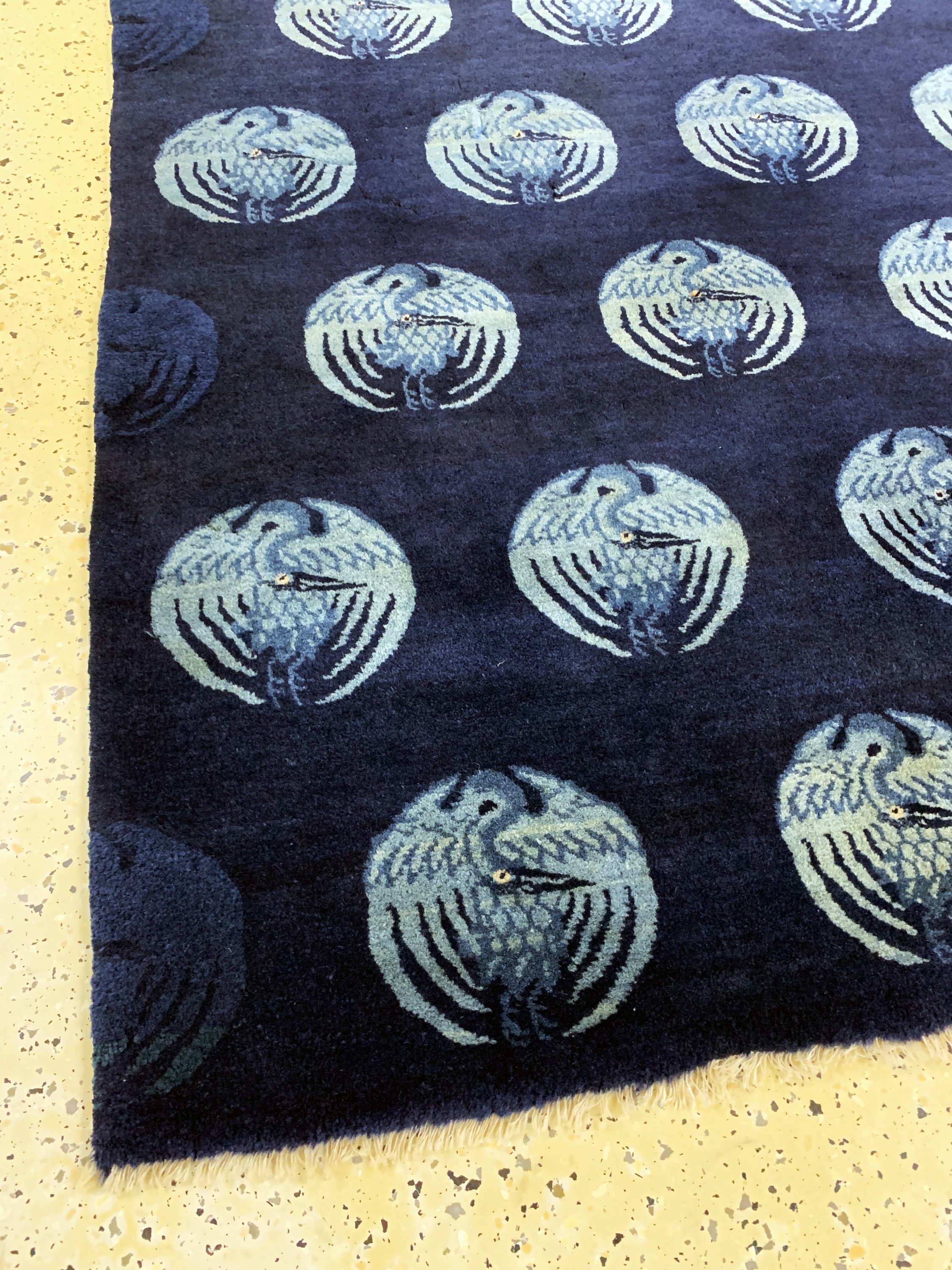 Detail d: Pao Tow"Kranich-Motiv"antik, China, um 1900, Wolle auf Baumwolle, ca. 120 x 130 cm, gereinigt, EHZ: 2, (kleine restaurierungen)