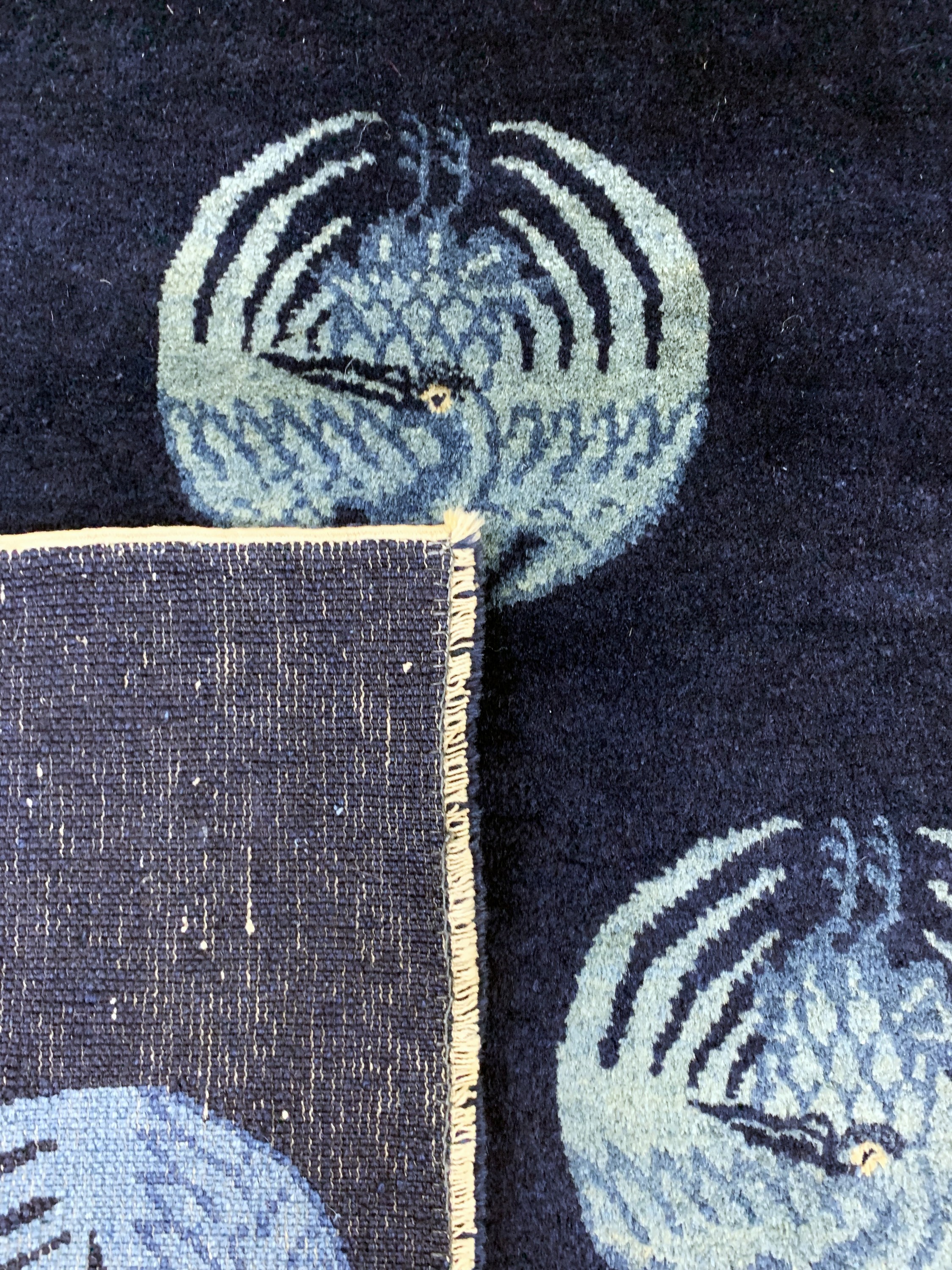 Detail f: Pao Tow"Kranich-Motiv"antik, China, um 1900, Wolle auf Baumwolle, ca. 120 x 130 cm, gereinigt, EHZ: 2, (kleine restaurierungen)
