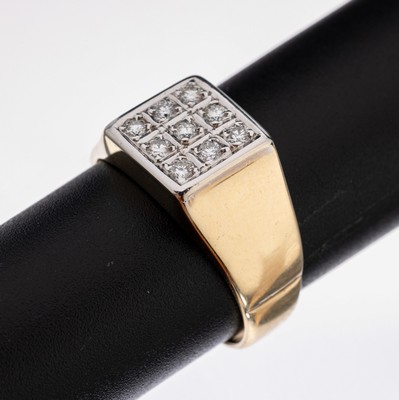 Image 26968905 - 14 kt Gold Brillant-Ring, GG/WG 585/000, 9 Brillanten zus. ca. 0.36 ct Weiß/si, ...