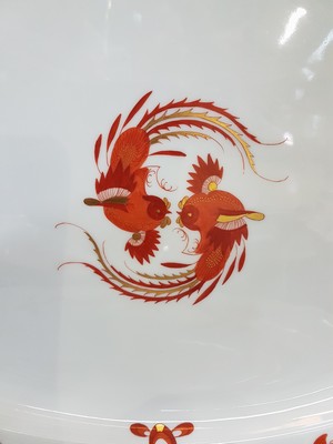 26968909k - Speiseservice, Meissen, 20. Jh., 1. Wahl, Dekor roter Hofdrache goldschattiert, 11 ...