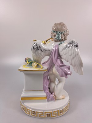 26968920f - Porzellanfigur, Meissen, um 1890, Amor mit Pfeil und Bogen, Entwurf M.V. Acier, ...