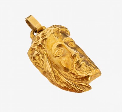 Image 26968963 - 18 kt Gold Anhänger "Jesuskopf", GG 750/000, ca. 8.4 g, L. ca. 5 cm
