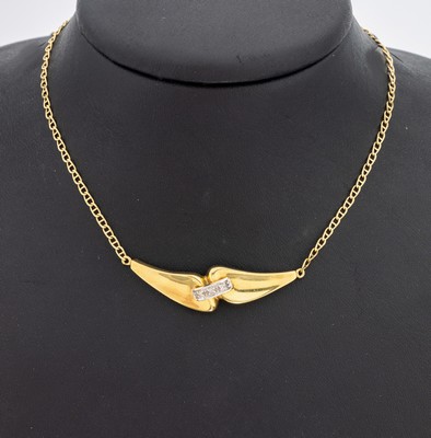 Image 26968965 - 18 kt Gold Diamant-Collier , GG 750/000, 3 kl. 8/8-Diamanten in rhod. Fassung, ca. 9.0 ...