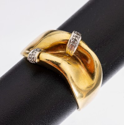 Image 26968979 - 18 kt Gold Diamant-Ring, GG/WG 750/000, 4 8/8-Diamanten zus. ca. 0.02 ct Weiß/si, ...