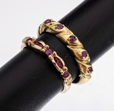 Image 26968981 - Konvolut 2 Rubin-Ringe, 1 x 14 kt Gold, GG 585/000, Rubinbesatz, ca. 3.6 g, RW 55; 1 x ...