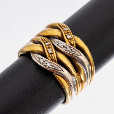Image 26968985 - 18 kt Gold Diamant-Ring, GG/WG 750/000, 8 8/8-Diamanten zus. ca. 0.06 ct Weiß/si, ...