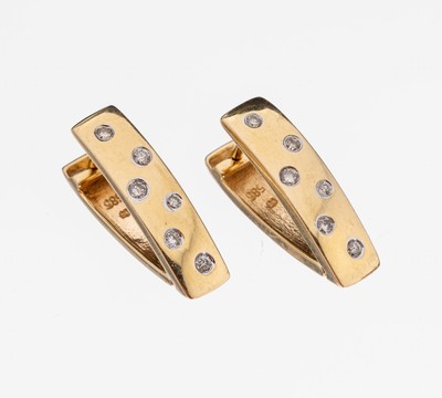 Image 26969004 - Paar 14 kt Gold Brillant-Ohrstecker, GG 585/000, 12 Brillanten zus. ca. 0.20 ct ...