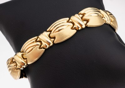 Image 26969006 - 14 kt Gold Armband, GG 585/000, teilmatt. und teilpoliert, L ca. 18 cm, Kastenschloss ...