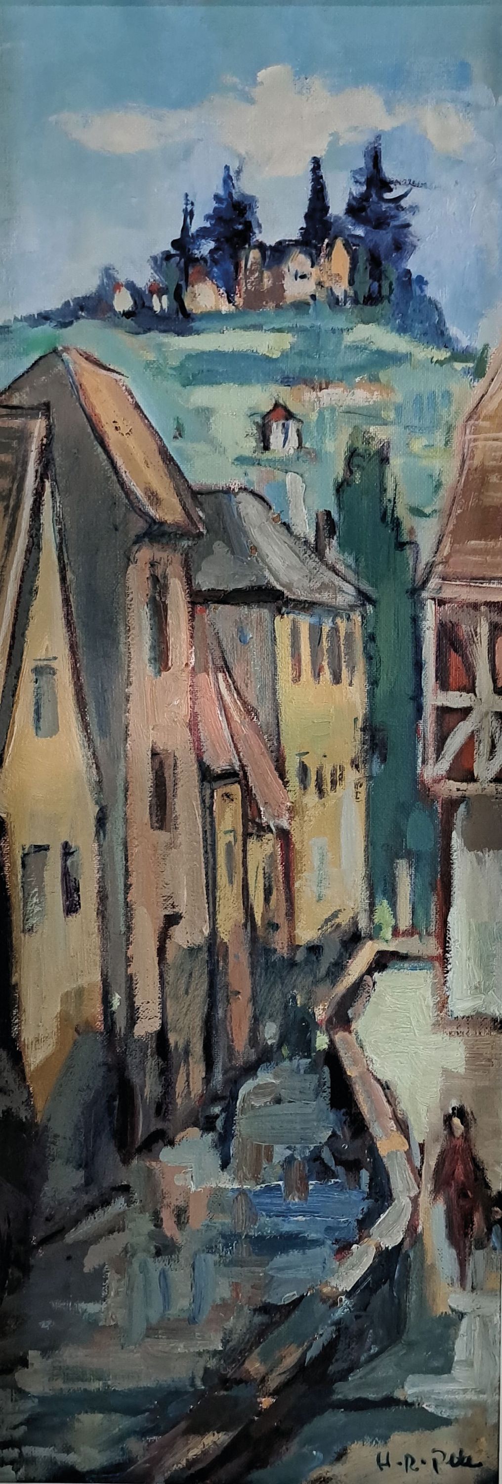 Detail k: Hans Rolf Peter, geb. 1926 in Neustadt/Wstr., gest. 2020, Bachgängel in Neustadt, Öl/Hartfaser, re.u.sign., ca. 77 x 23 cm, R.