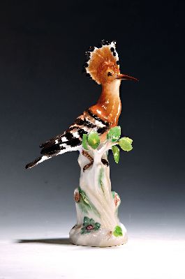 Image 26969287 - Porzellanfigur, Meissen, Anfang 20. Jh., Wiedehopf auf Baumstumpf, Entwurf J.J. ...