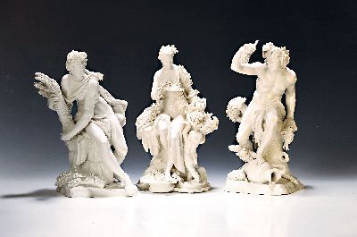 Image 26969289 - 3 große Porzellanfiguren, Nymphenburg, um 1900, weiß, Darstellung der ...