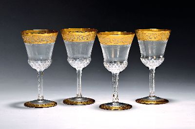 Image 26969292 - 6 Weingläser, Cristallerie St. Louis, Modell Thistle, optische geblasenes farbloses ...