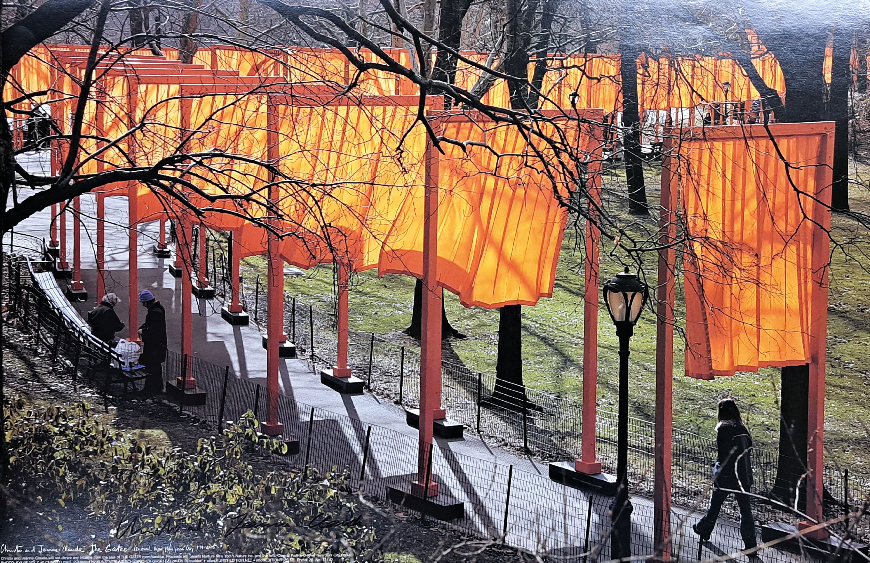 Christo&Jeanne-Claude, "The Gates, New York", 2005, Offsetlithografie, von beiden Künstlern handsign., ca. 51x76 cm