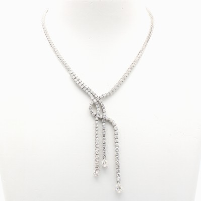 Image 26969379 - Y-Collier mit Brillanten und Diamanten, WG 750/000, verschlungenes Design, 3 Diamant- ...