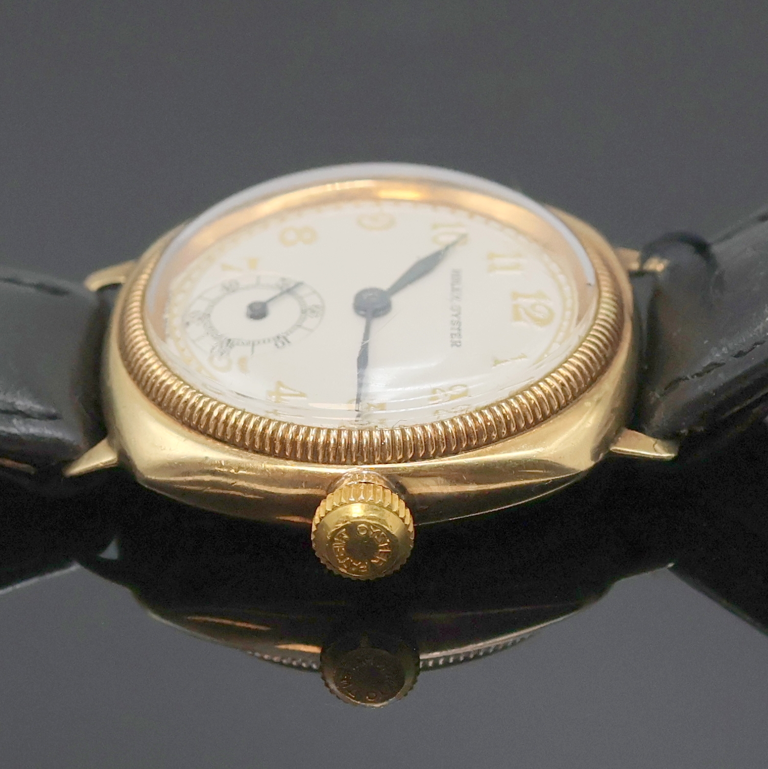 Detail c: ROLEX "Kanalschwimmer" Armbanduhr in RG 375/000 Referenz 2941, Schweiz um 1938, Handaufzug, kissenförmiges Geh. m. geriffelter Lünette, ...