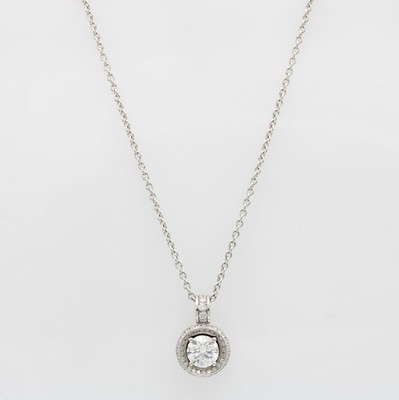 Image Anhänger mit Brillanten an Kette, WG 750/000, mittig gef. Brill. ca. 1.02 ct feines ...