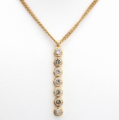 Image 26969426 - Anhänger mit Brillanten an 2-reihiger Kette, RG 750/000, 7 Brill. in einer Reihe und ...