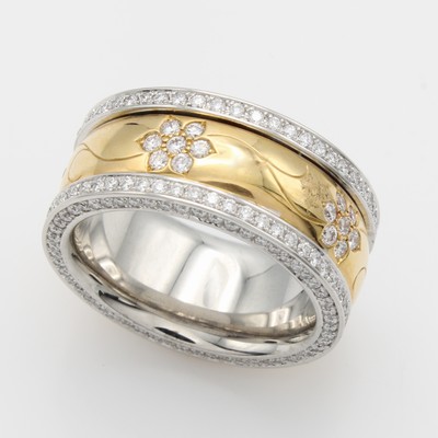 26969437a - Massiver Ring mit Brillanten, GG/WG 750/000,255 Brill. zus. ca. 1.67 ct feines ...