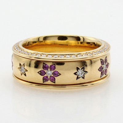 Image 26969440 - Massiver Ring mit Brillanten und Saphiren, GG 750/000, 108 Brill. zus. ca. 0.80 ct ...
