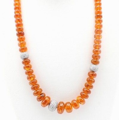 Image 26969441 - Exklusives Collier mit Mandaringranaten und Brillanten, WG 750/000, linsenförm. ...