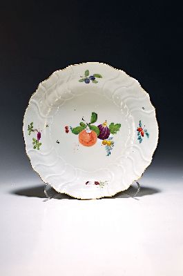 Image Große runde Platte, Meissen, 1750, Porzellan, Neu-Ozier, Früchtedekor, ...
