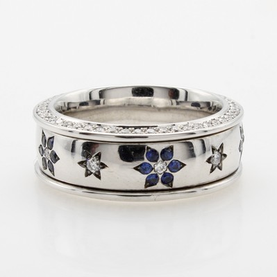 Image 26969450 - Massiver Ring mit Brillanten und Saphiren, WG 750/000, 108 Brill. zus. ca. 0.80 ct ...
