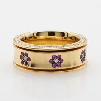 Image 26969451 - Massiver Ring mit pink Saphiren und Brillanten, RoséG 750/000, 108 Brill. zus. ...