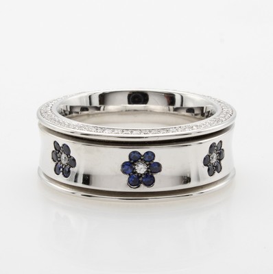 Image 26969452 - Massiver Ring mit Saphiren und Brillanten, WG 750/000, 133 Brill. zus. ca. 0.63 ct an ...