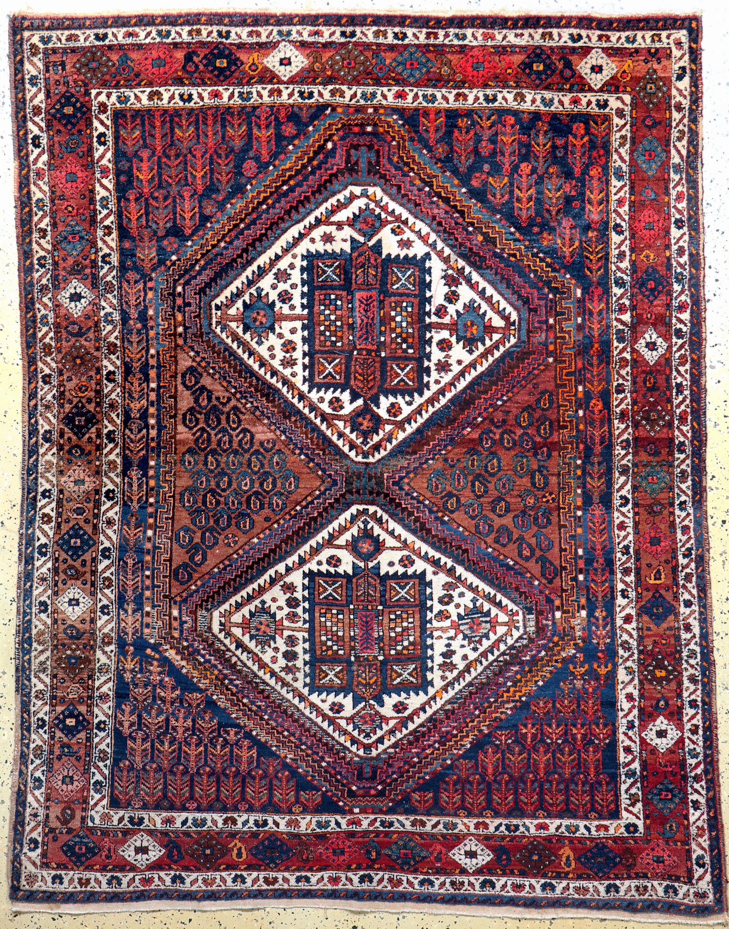 Afschar alt, Persien, Mitte 20.Jhd, Wolle auf Baumwolle, ca. 200 x 157 cm, EHZ: 2-3