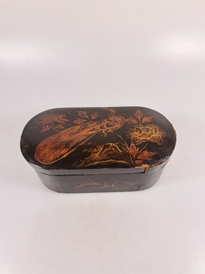 26969506l - Deckelschatulle und 2 Lackdosen, China, um 1900, Schatulle Holz mit Papierbezug, mit ...