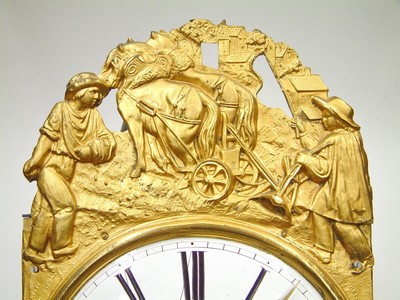 26969515f - Seltene Comtoise mit Scherengang (Amant), Frankreich um 1880, matt- und glanzvergoldete ...