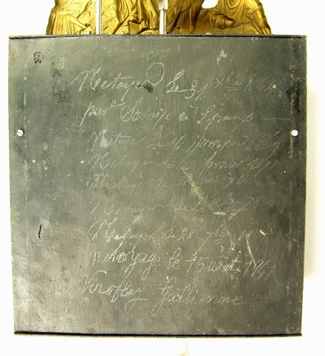 26969515g - Seltene Comtoise mit Scherengang (Amant), Frankreich um 1880, matt- und glanzvergoldete ...