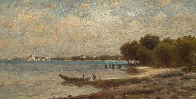 Image Paul Heitinger, 1841 Taubenberg bei Lindau-1920 München, Seeuferlandschaft, ...