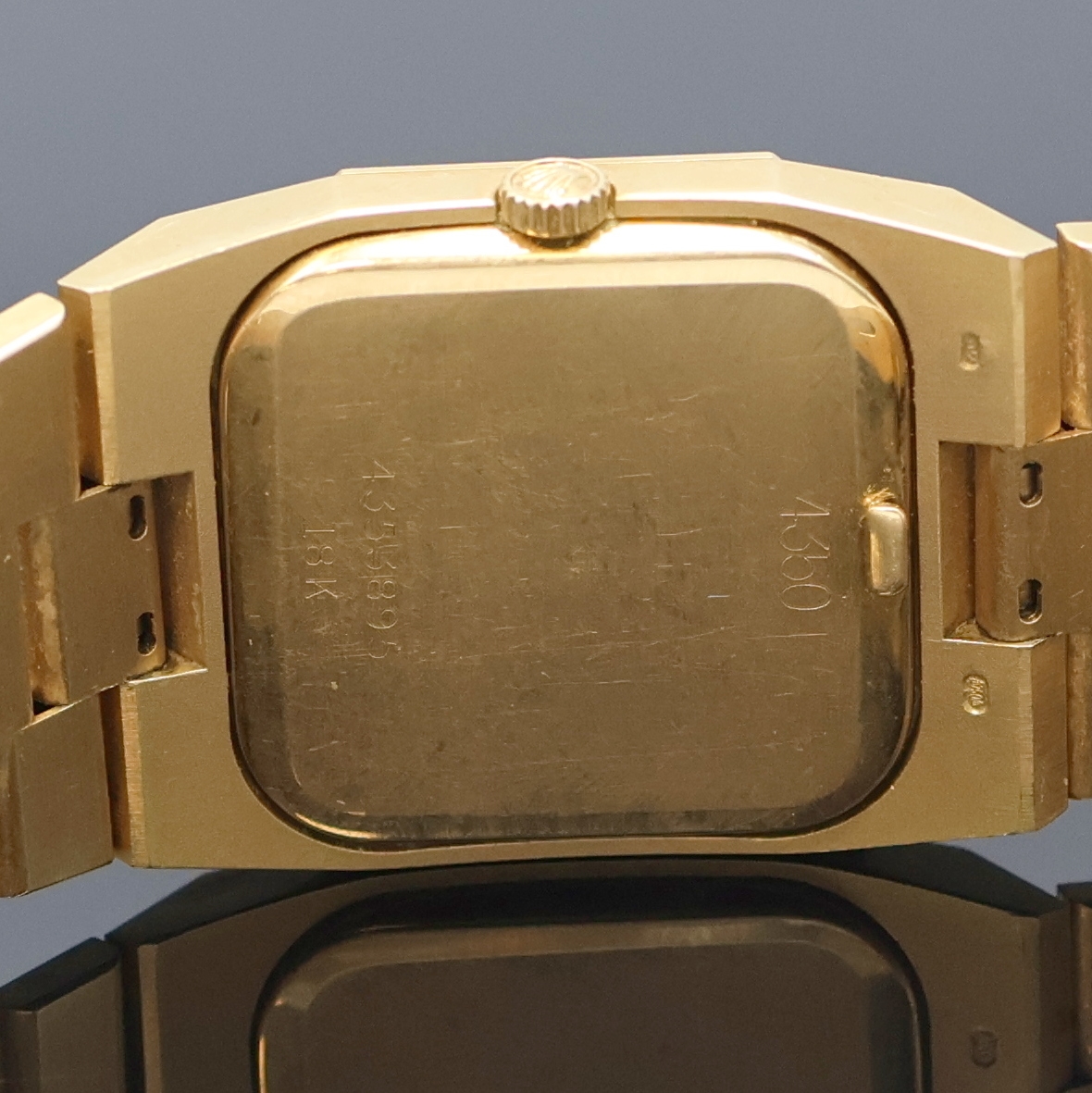 Detail e: ROLEX Herrenarmbanduhr Serie Cellini in GG 750/000 Referenz 4350, Handaufzug, Schweiz um 1990, 2-teil. Geh. inkl. integriertem Gliederband m. ...