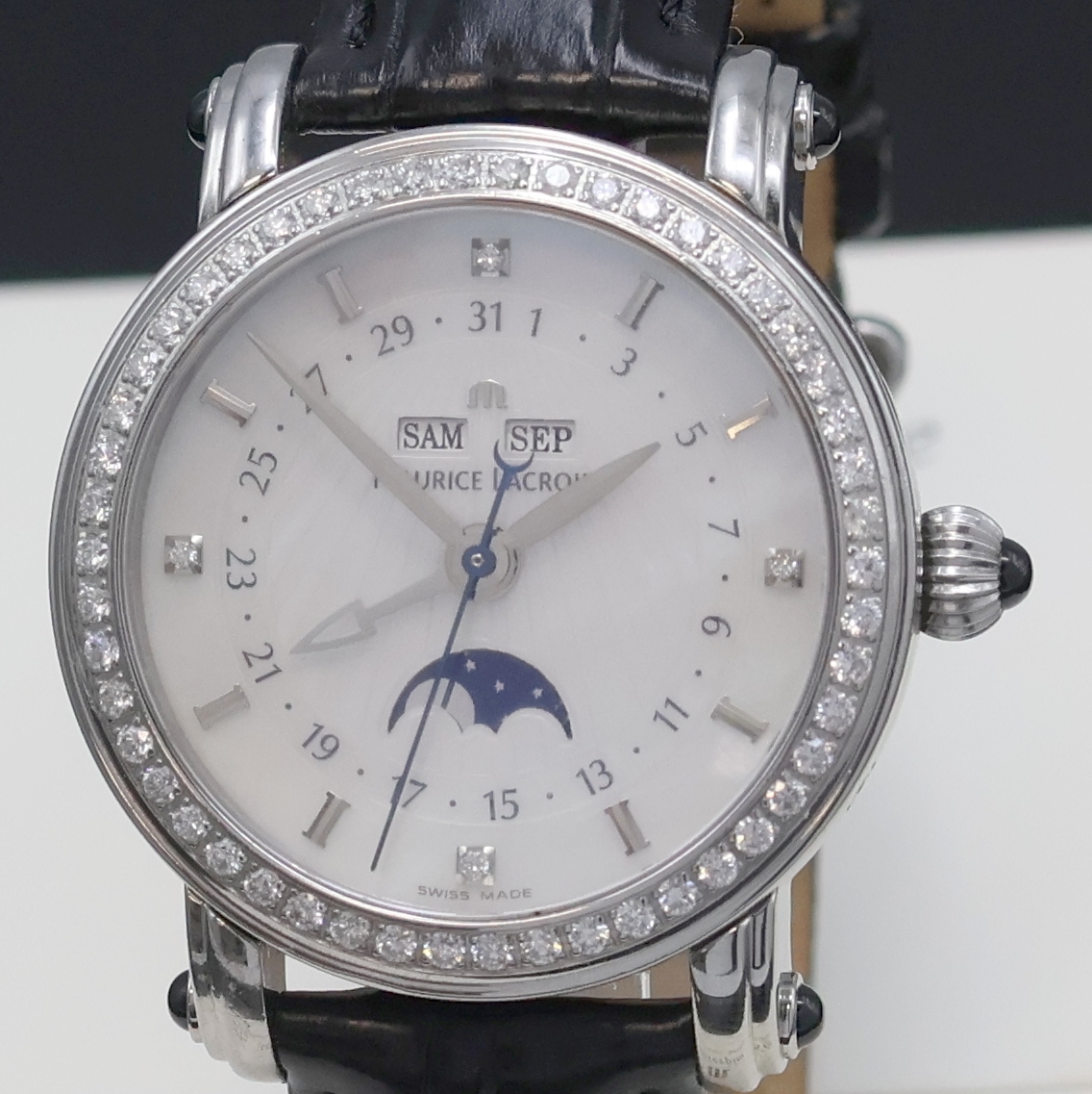 Detail a: MAURICE LACROIX Armbanduhr Phase de Lune aus der Masterpiece Collection Referenz MP 6066, Schweiz um 2010, Automatik, beids. vergl. Edelstahlgeh. ...