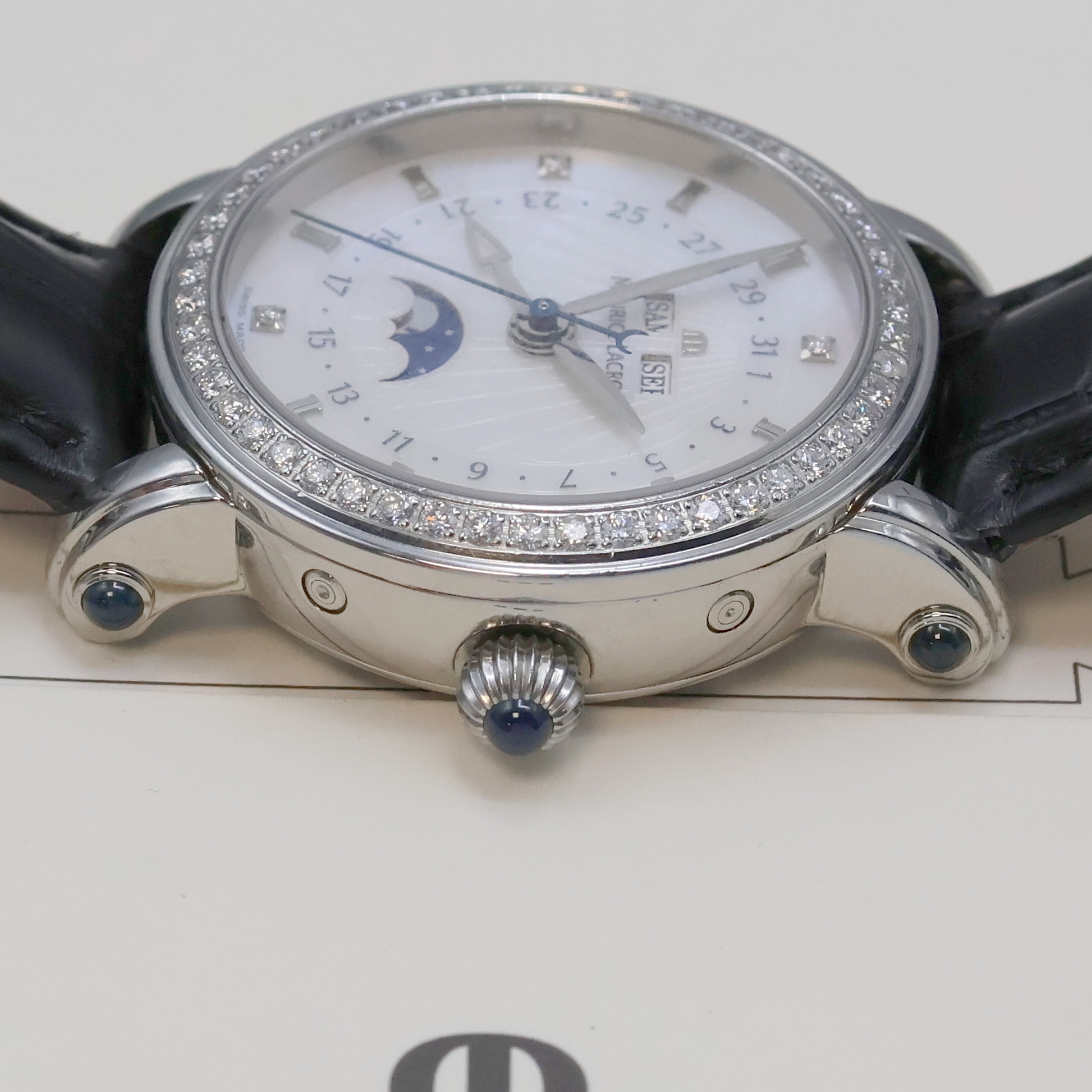 Detail d: MAURICE LACROIX Armbanduhr Phase de Lune aus der Masterpiece Collection Referenz MP 6066, Schweiz um 2010, Automatik, beids. vergl. Edelstahlgeh. ...