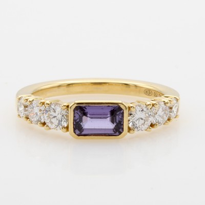 Image 26969857 - Ring mit Saphir und Brillanten, RoséG 750/ 000, pink-lilafarbener Saphir (sehr ...