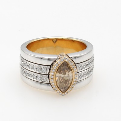 Image 26969864 - Ring mit Diamant und Brillanten, WG/RG 750/000, 4-rhg. Optik, Diamantnavette in RG- ...