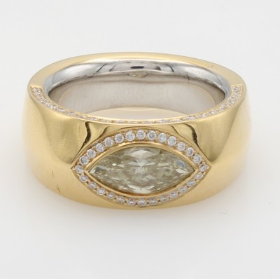 Image Ring mit Diamant und Brillanten, WG/RG 750/000, Diamantnavette ca. 1.35 ct brown- ...