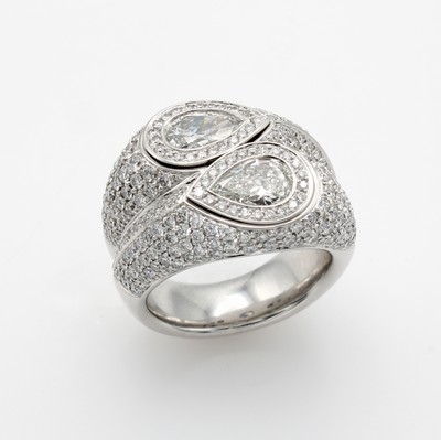 Image 26969873 - Ring mit Diamanten und Brillanten, WG 750/000, 2-rhg. Optik, 2 Diamantnavettes ...