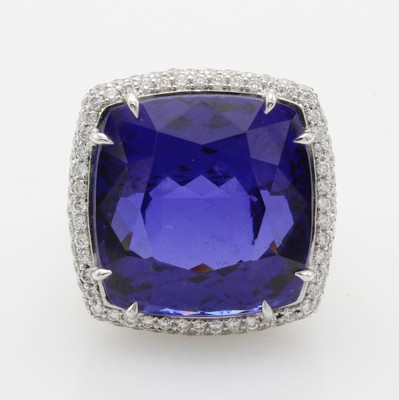 Image 26969881 - Ausgefallener Ring mit Tansanit, Diamanten und Brillanten, WG 750/000, Tansanit ca. ...