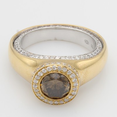 Image 26969884 - Ring mit Brillanten, RG/WG 750/000, runder Brill. in erhöhtem Ringkopf ca. 1.08 ct ...