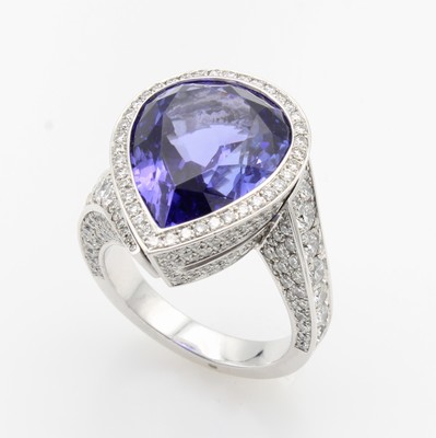 Image 26969885 - Ring mit Tansanit und Brillanten, WG 750/000, Tansanittropfen ca. 11.72 ct von sehr ...