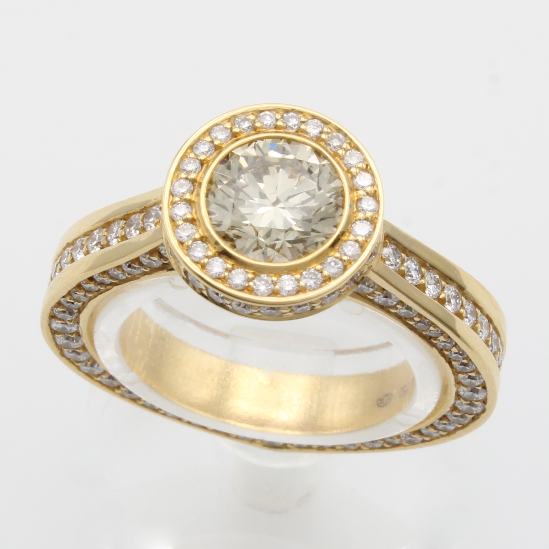 Image 26969958 - Ring mit Brillanten, RG 750/000, Ringschienenach unten hin spitz zulaufend, 1 Brill. ...