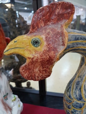 26969932k - 4 Tierfiguren von Elly Steuer Keramik, bunt glasiert, am Boden jeweils monogr., Hahn H. ...
