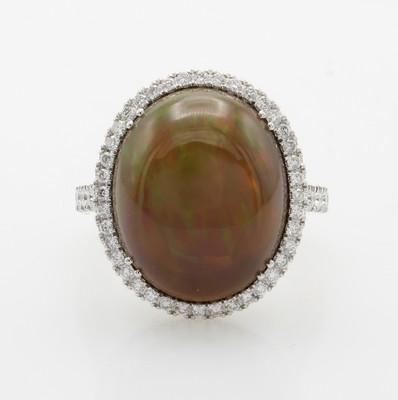 Image 26969934 - Ring mit Opal und Brillanten, WG 750/000, Opal ca. 8.23 ct und Brill. auch seitl. an ...