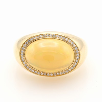 Image 26969938 - Massiver Bandring mit Opal und Brillanten, RoséG 750/000, Opal ca. 5.21 ct, ...