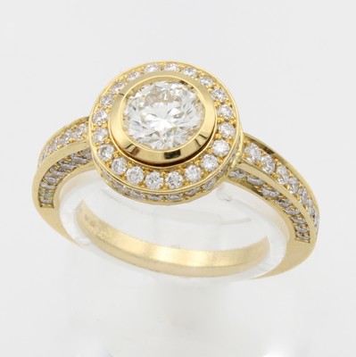 Image 26969953 - Ring mit Brillanten, GG 750/000, 1 Brill. mittig gef. ca. 0.73 Weiß/si, 126 Brill. ...