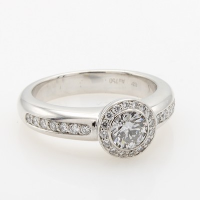 26969962b - Ring mit Brillanten, WG 750/000, 1 Brill. ca. 0.54 ct hochfeines Weiß/si, ...