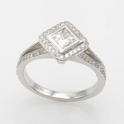 Image 26969971 - Ring mit Diamant und Brillanten, WG 750/000,geteilte Ringschultern, rhombusförm. ...